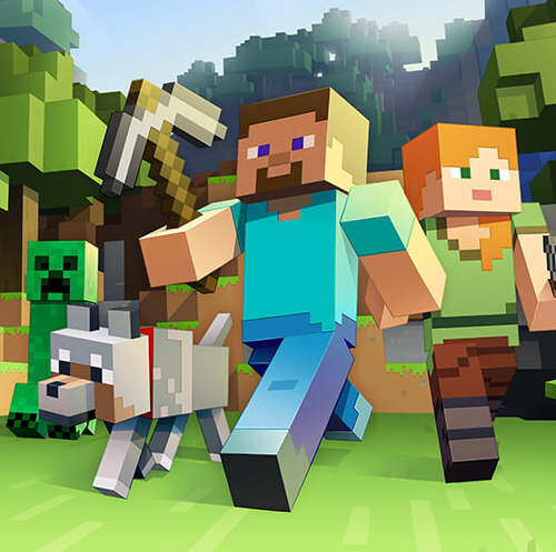 Minecraft adventurers exploring a world together
